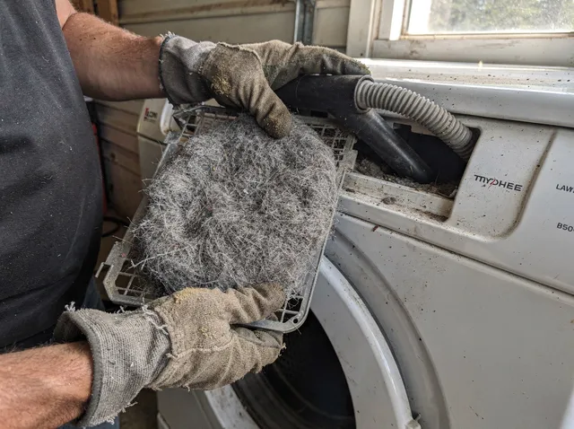Cleaning Dryer Lint Trap in Valley Falls