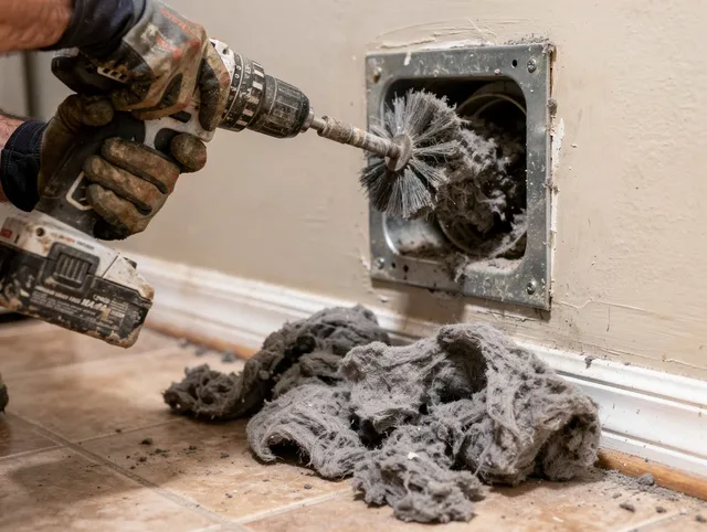 Certified Valley Falls Dryer Vent Cleaning technician performing dryer vent cleaning in Valley Falls