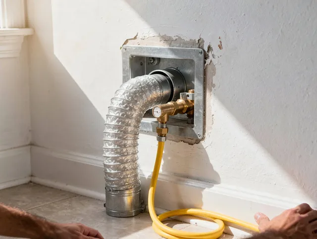 Valley Falls Dryer Vent Cleaning certified technician performing specialized gas dryer vent cleaning in Valley Falls